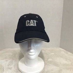 CAT Caterpillar brand Cap Dark Blue Gray embroidered Gray Trim